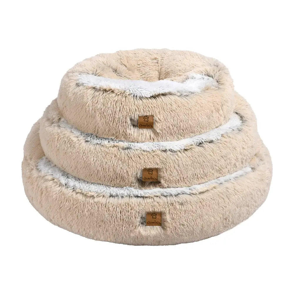 Charlie's - Snookie Hooded Pet Bed - Faux Fur - Cream